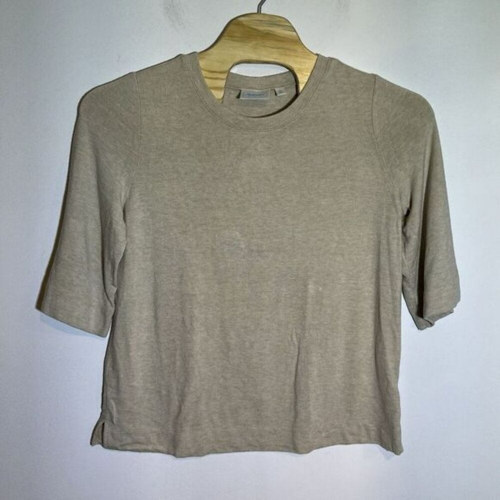 National Since 1952 Women's XL Beige 3/4 Sleeve Rayon Crew Neck Soft‎ Shirt